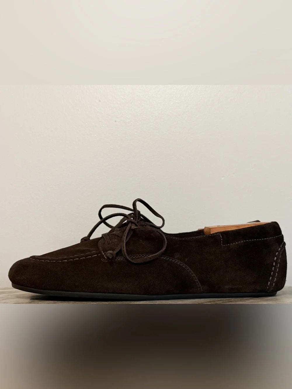 CELINE ADAM DARK BROWN SUEDE BOAT SHOES 44 /12 US $1000 MOCCASINS LACE UPS BALLY